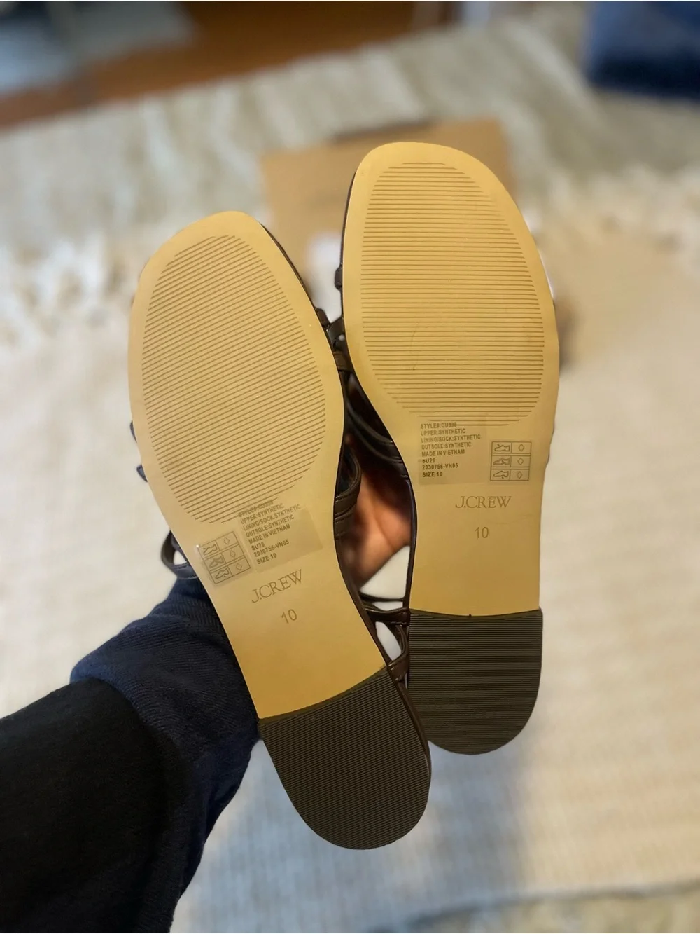 (NWT) J. Crew Dark Walnut Leather Strappy Sandals